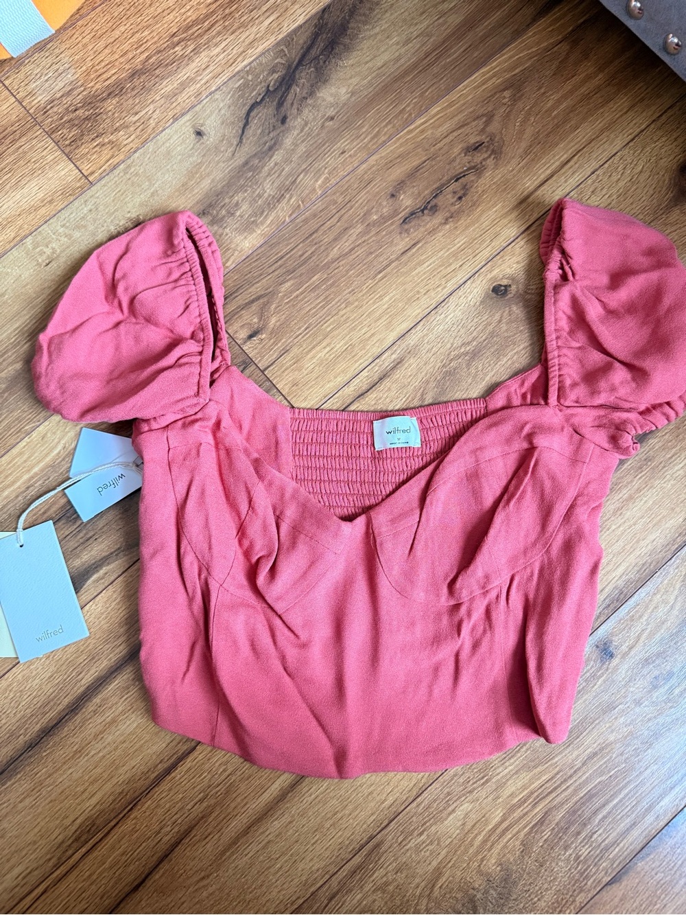NWT Aritzia Wilfred Novella Cap Sleeve Top Warm Sienna Size M